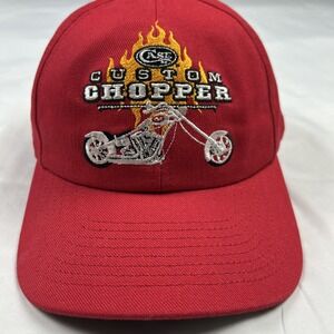 Vintage Case Knives Hat Custom Chopper Y2K Adjustable Trucker Cap Red Motorcycle